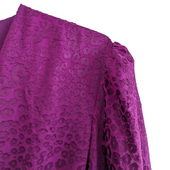 & Other Stories Magenta Leopard Jacquard Long Sleeve Mini Dress Size 12 - Picture 6 of 10